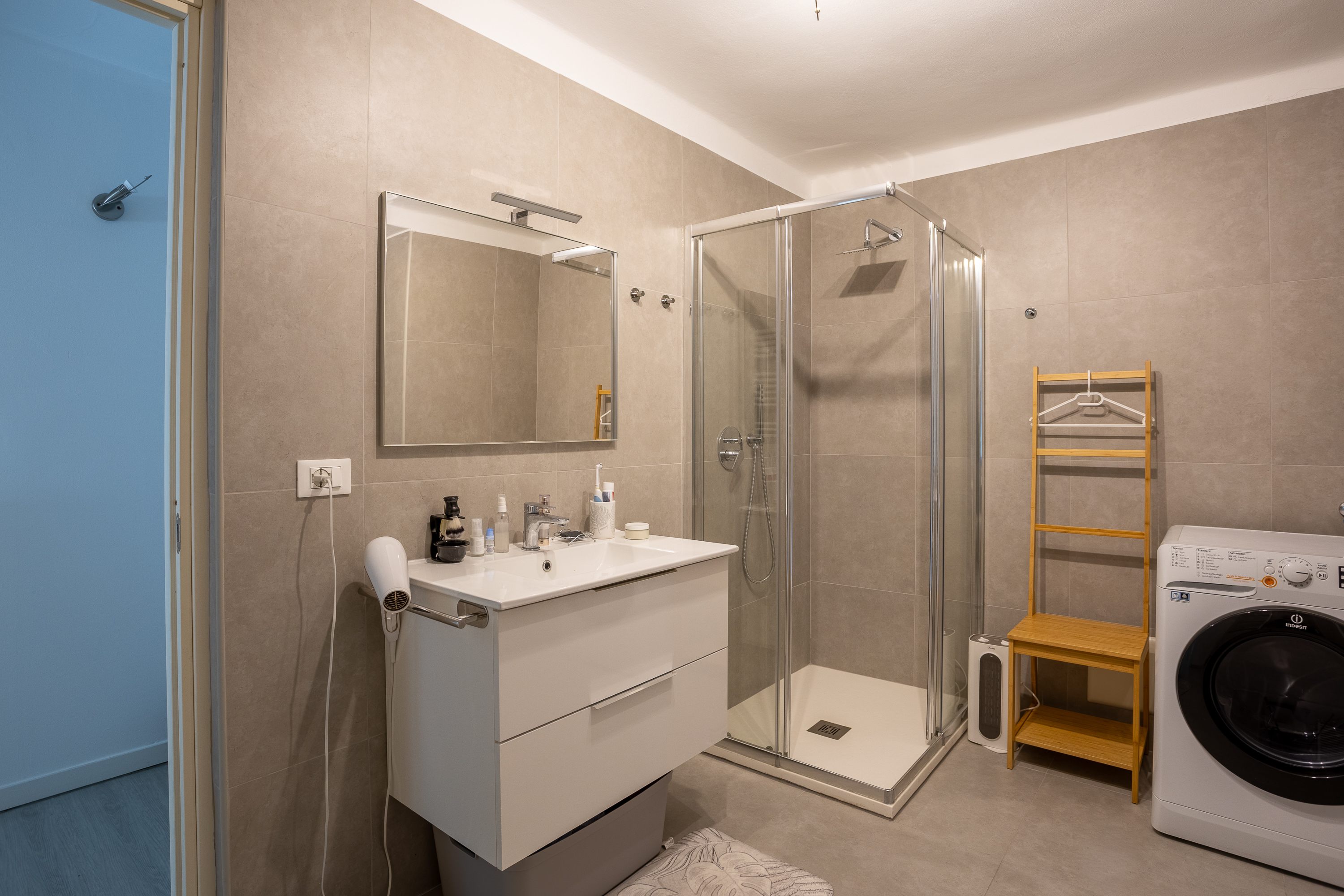 Bright modern bathroom with shower